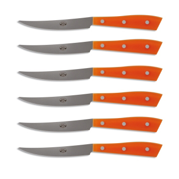 Berti Set 6 coltelli Compendio plexiglass arancio