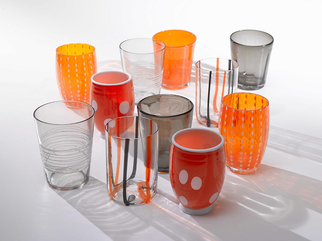 ZAFFERANO Melting Pot 6 mix Glasses bicolor orange/grey Erresse Shop