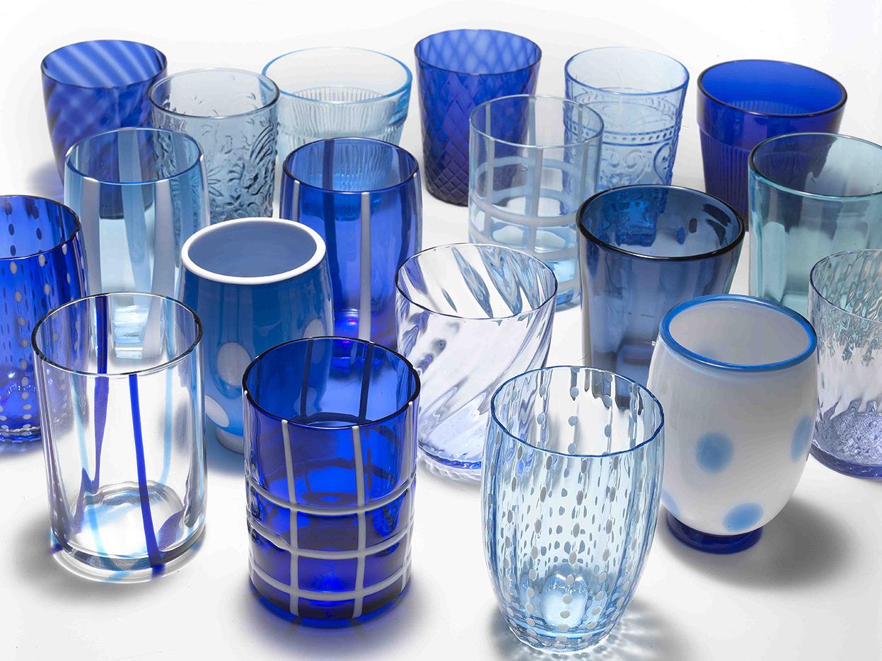 ZAFFERANO Melting Pot 6 mix Glasses bicolor blue/aquamarine