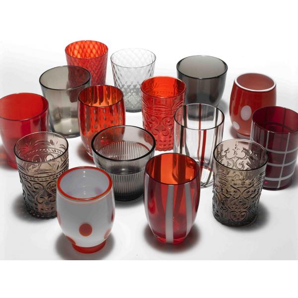 ZAFFERANO Melting Pot 6 Verres Assortis Rouge/Gris