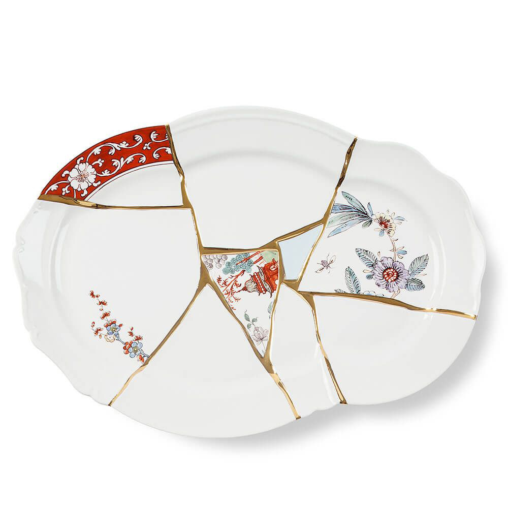 Seletti - KINTSUGI - Vassoio in porcellana cm 42,5 x 29,5