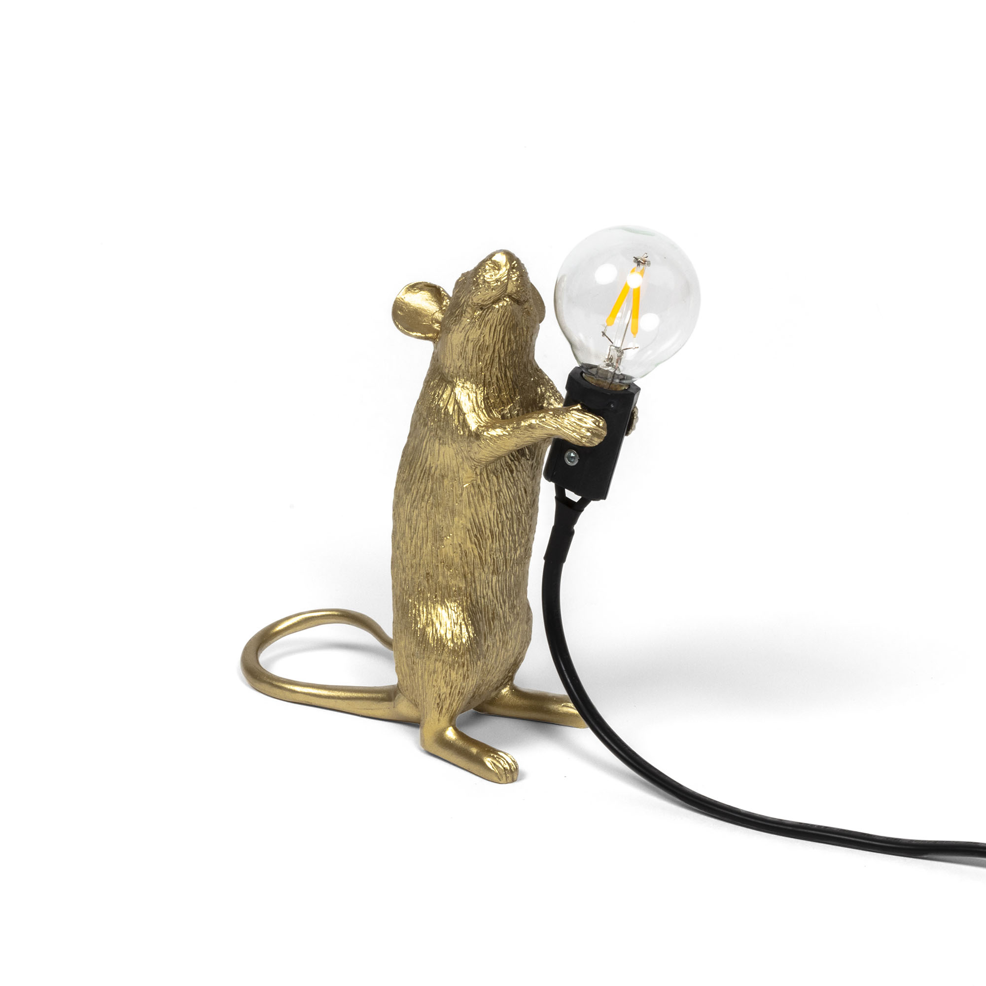 Seletti - Lampada in Resina "MOUSE LAMP#1-GOLD" In Piedi