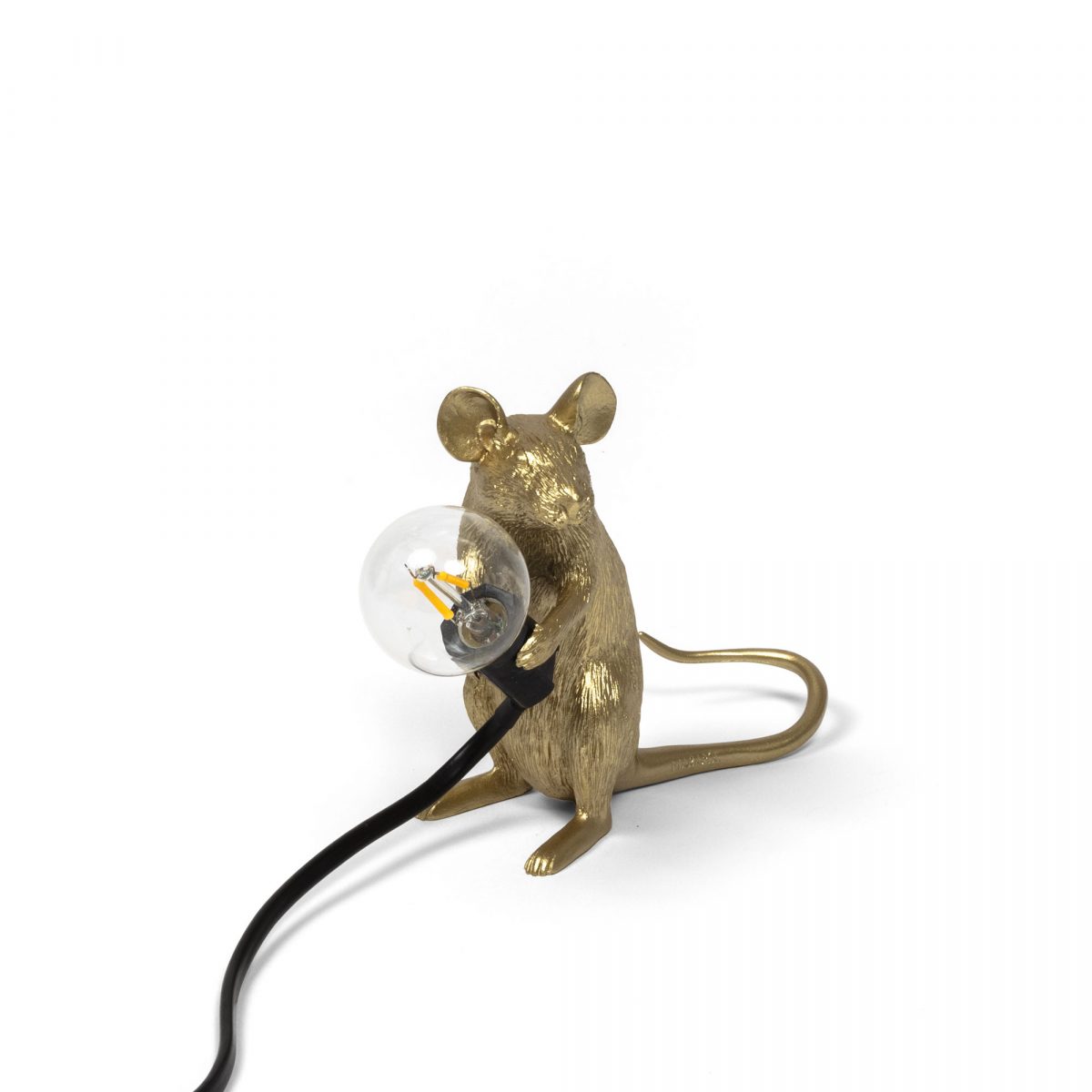 SELETTI Resin Mouse Lamp Mac Goud Zittend