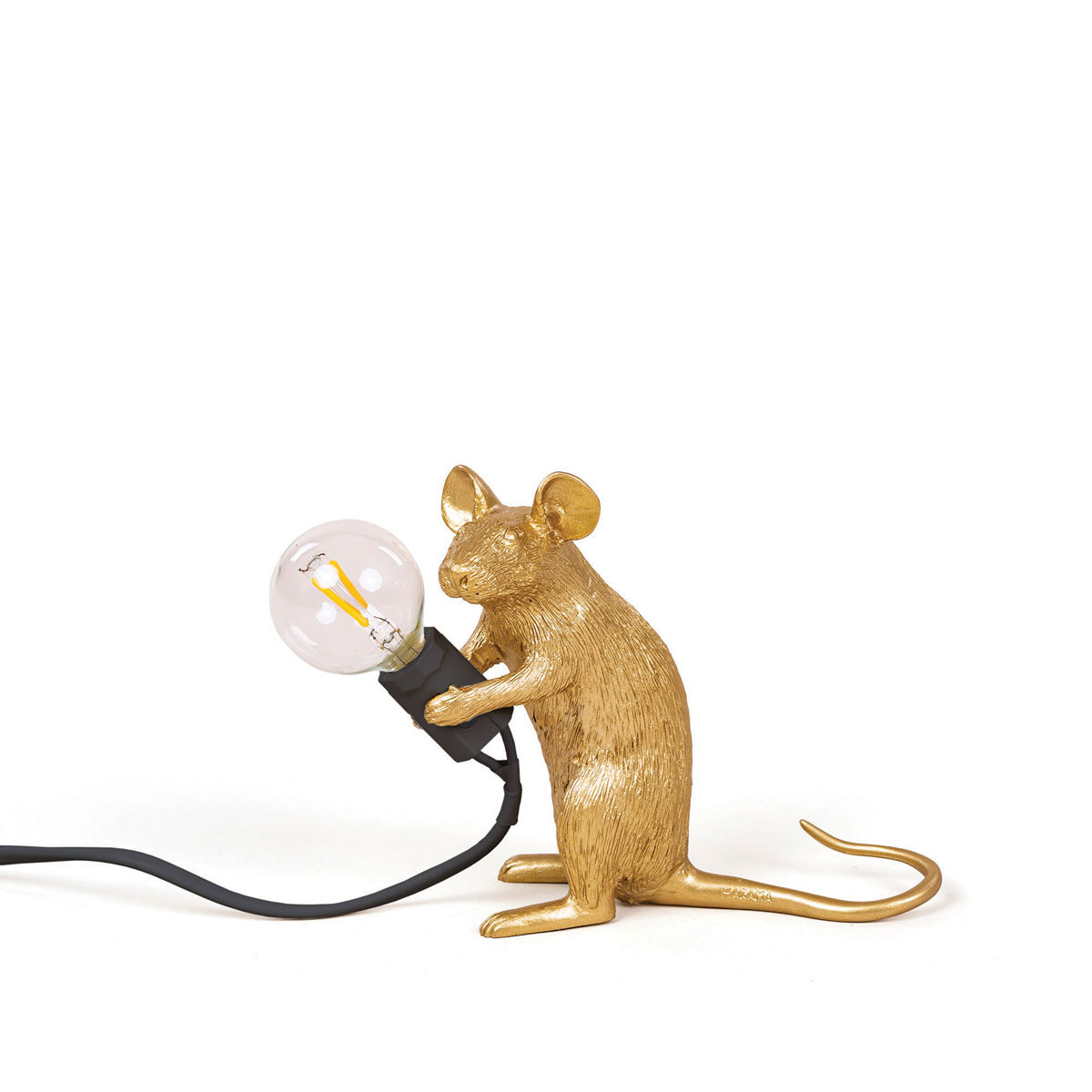 SELETTI Resin Mouse Lamp Mac Goud Zittend
