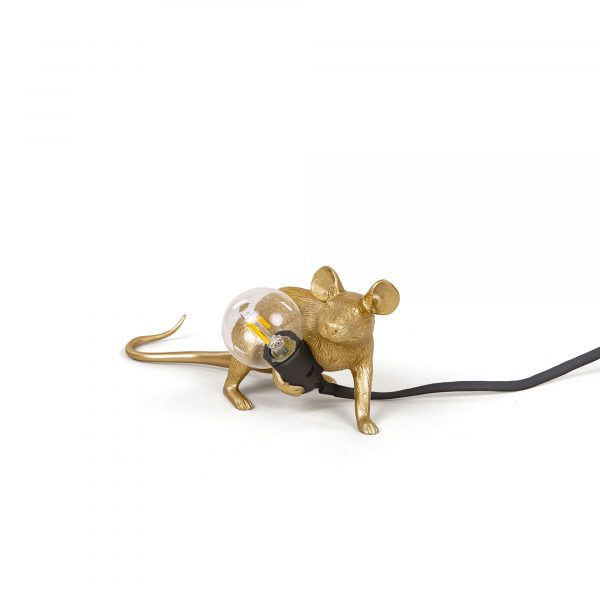 SELETTI Resin Mouse Lamp Lop Goud Steso