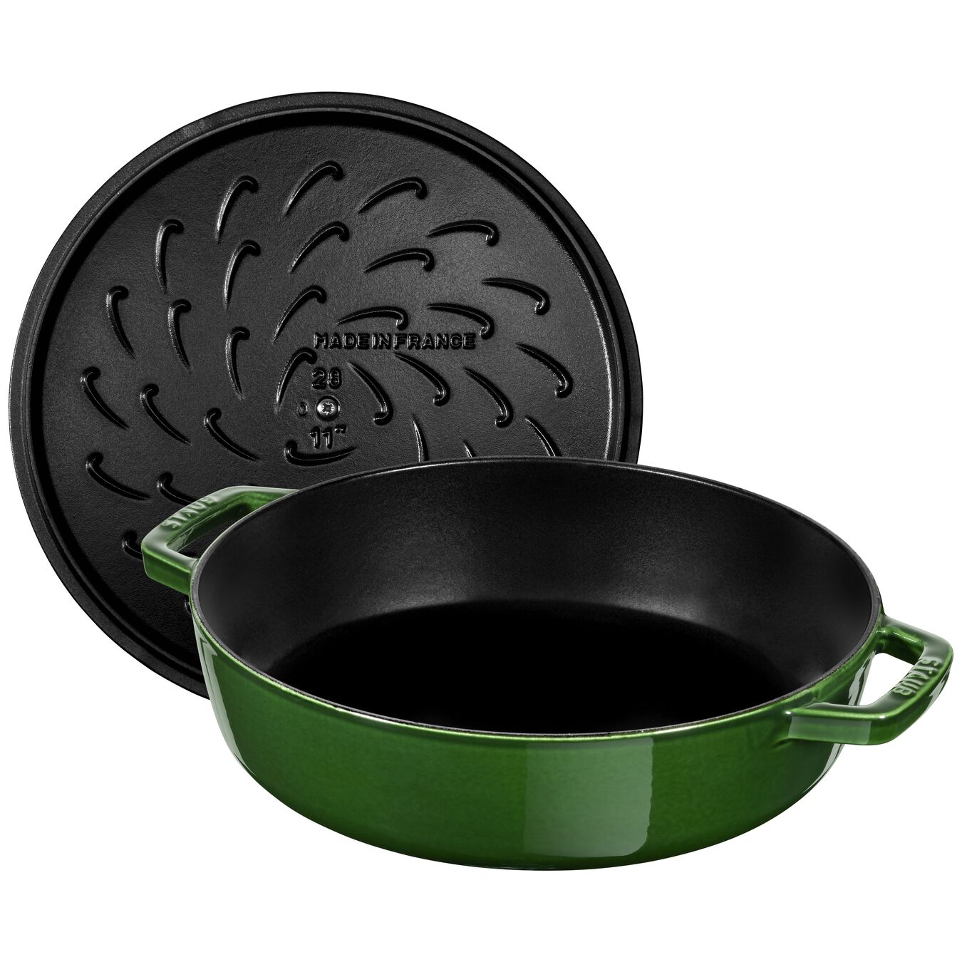 STAUB Round Cast Iron Sauté Pan With Chistera Lid 24 cm Basil Erresse