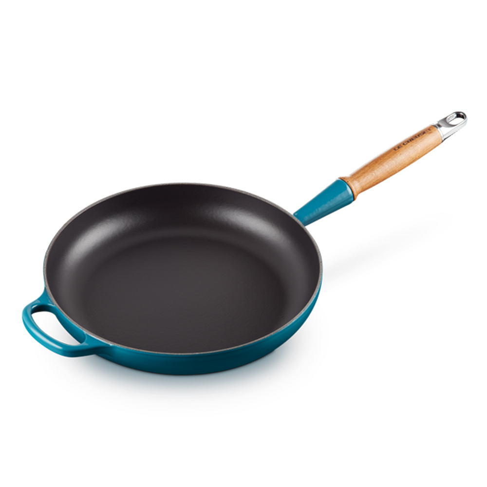 LE CREUSET Cast Iron Frying Pan with Handle 28 cm Deep Teal Erresse Shop