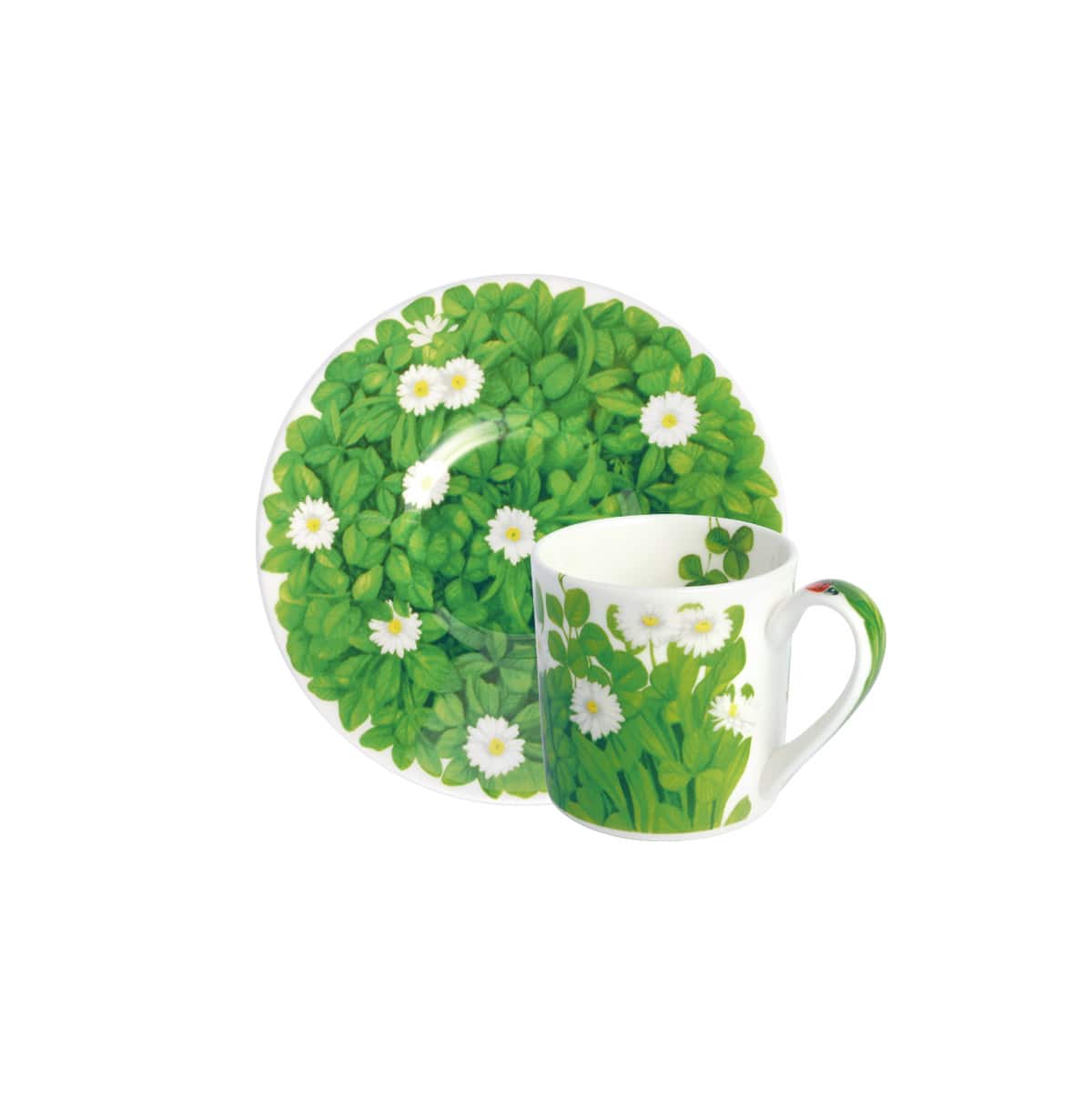 Taitu Prati Italiani Espresso Cups Lawn and Flowers Mix 4 Pieces White Flower