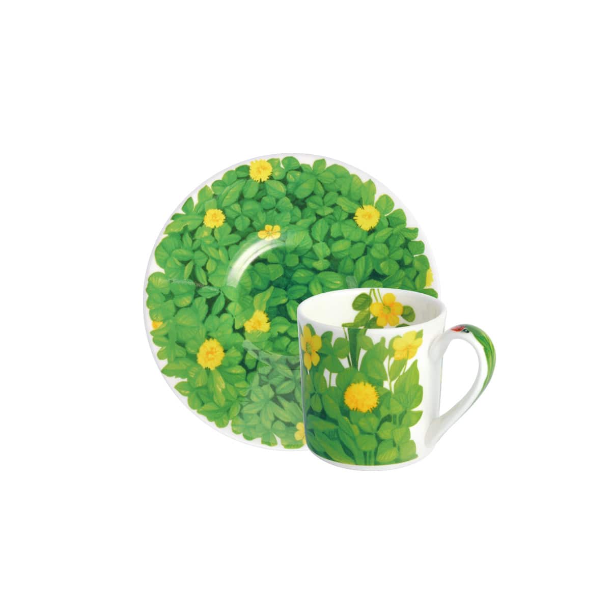 Taitu Prati Italiani Espresso Cups Lawn and Flowers Mix 4 Pieces Yellow Flower