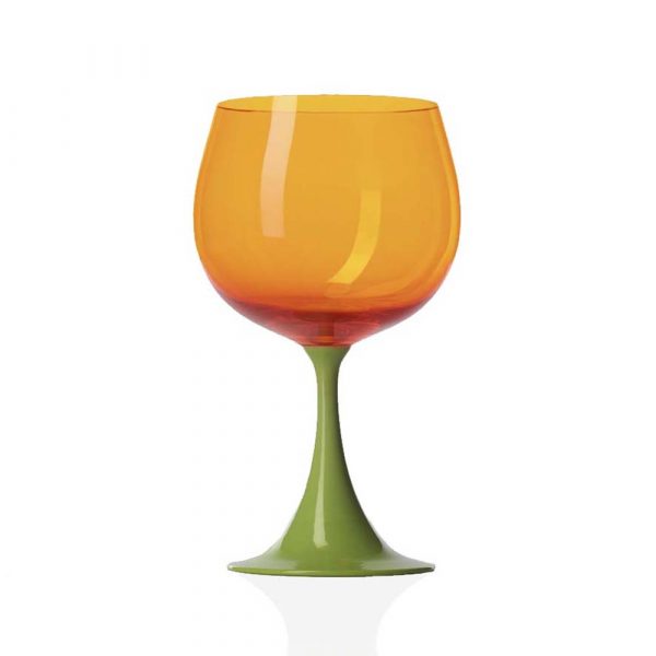 NASONMORETTI Burgundy Wine Glass Green and Orange