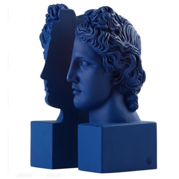 SOPHIA Statue Apollo Buchstützen Blau