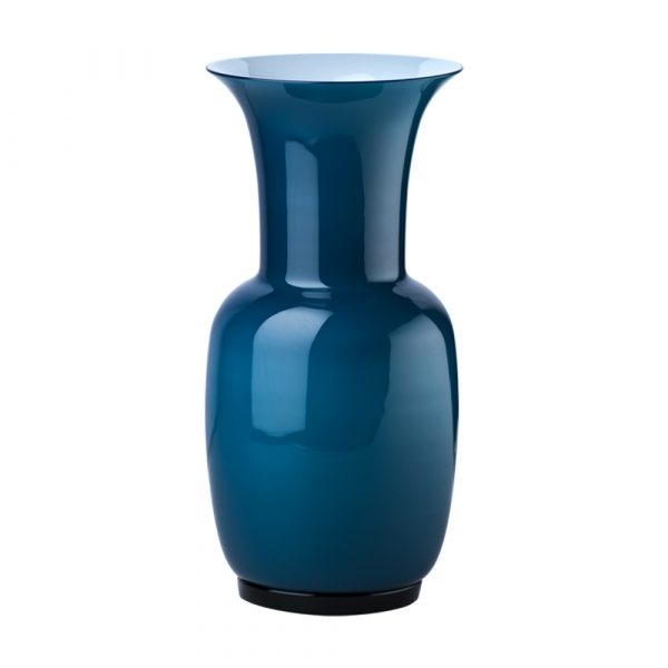 VENINI Opalino Vase Blau H42