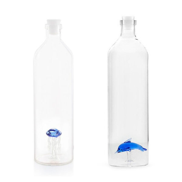 Balvi Set de 2 Botellas Atlantis Dolphin y Jelly Fish 1,2 L Borosilicato