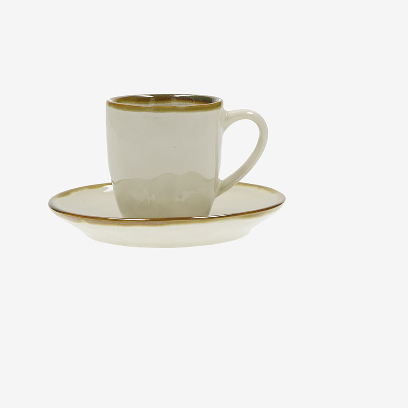 Set 6 Tazzine Caffè Con Piattino Rose & Tulipani - Stile Cottage Giallo - Foto 2