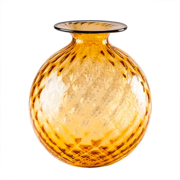 VENINI Vase Monofiori Ambre avec Fil Bleu Foncé H24.5